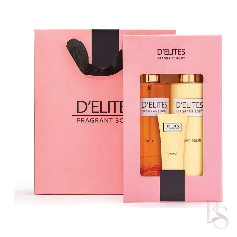 D’Elites Amber Rush Body Splash & Lotion + Hand Cream Gift Set