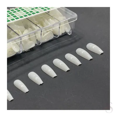 Fake Nails Box of 500 – Ballerina Short Milky