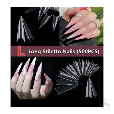 Fake Nails Half Tip Box of 500 – Stiletto Extra Long