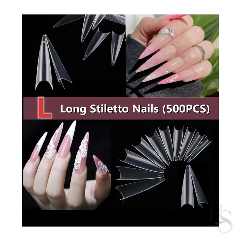 Fake Nails Half Tip Box of 500 – Stiletto Extra Long