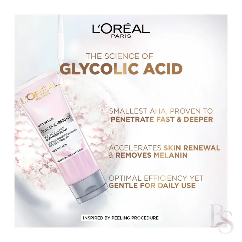 L’Oreal Paris Glycolic Bright Daily Foaming Face Cleanser 100ml