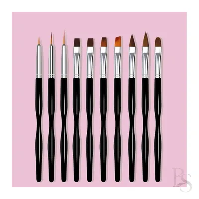 Nail Brush Set Black 10pcs