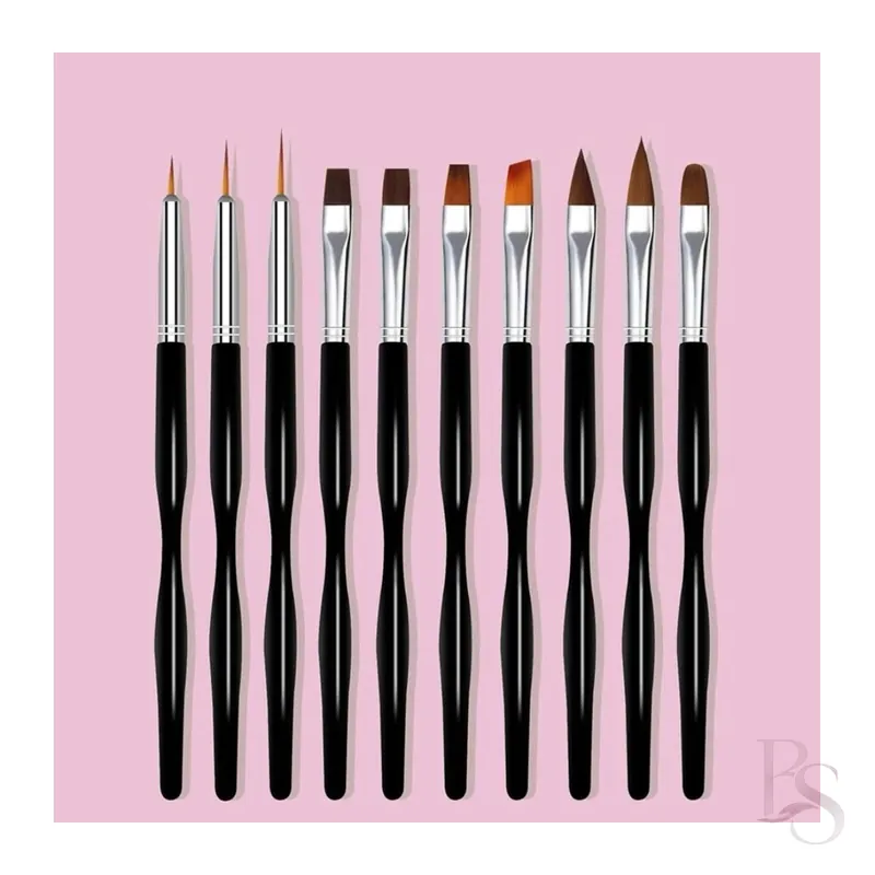 Nail Brush Set Black 10pcs