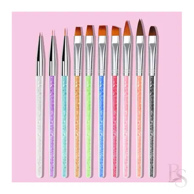 Nail Brush Set Colored 10pcs