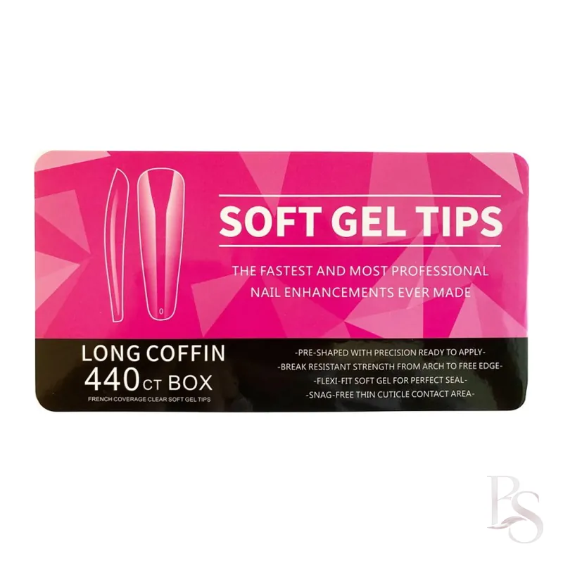 Soft Gel Tips Box Of 440ct – Long Coffin Clear