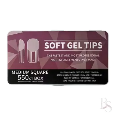 Soft Gel Tips Box Of 550ct – Medium Square Half Matt