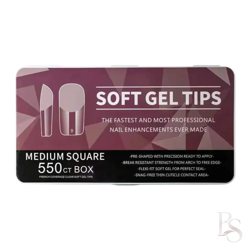 Soft Gel Tips Box Of 550ct – Medium Square Half Matt