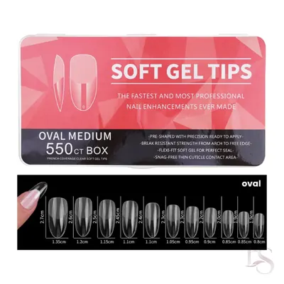 Soft Gel Tips Box Of 550ct – Oval Medium Half Matt
