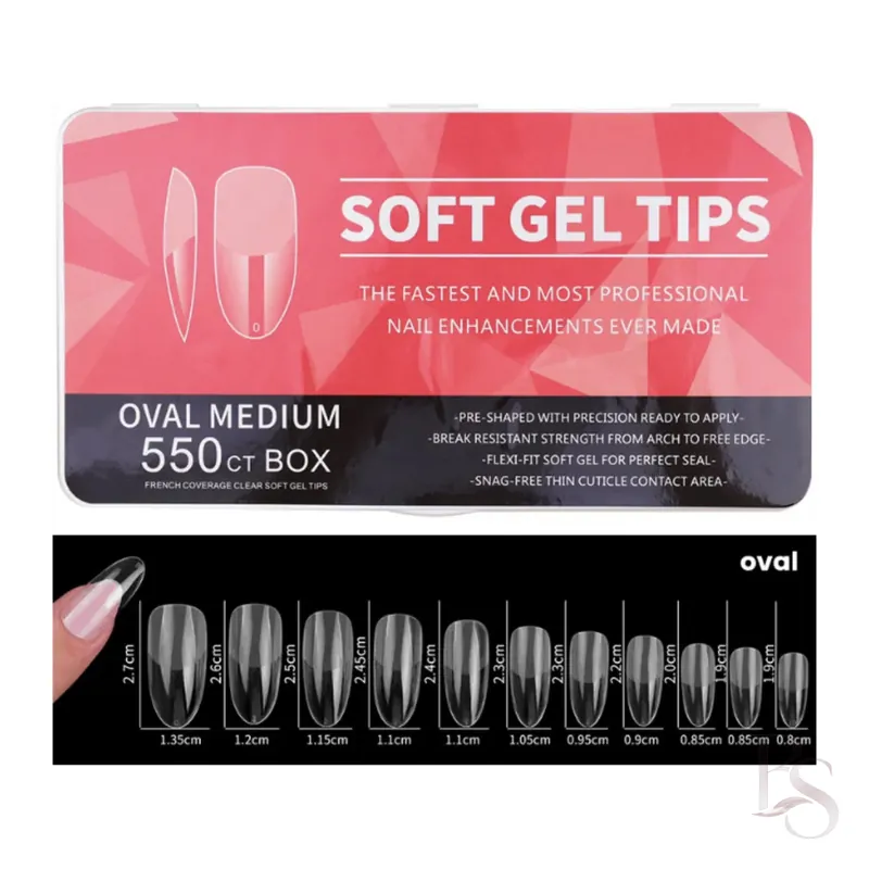Soft Gel Tips Box Of 550ct – Oval Medium Half Matt