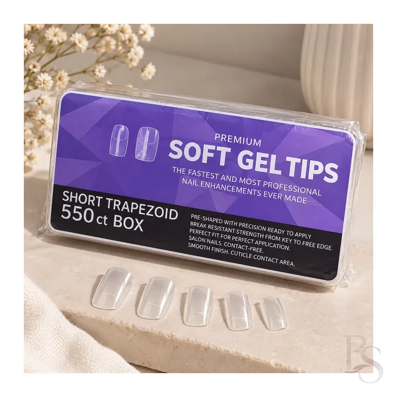 Soft Gel Tips Box Of 550ct – Short Trapezoid Nail