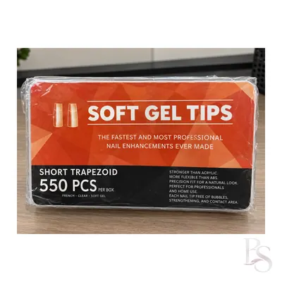 Soft Gel Tips Box Of 550ct – Short Trapezoid Nail