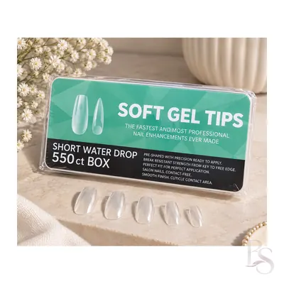 Soft Gel Tips Box Of 550ct – Short Water Drop Nail